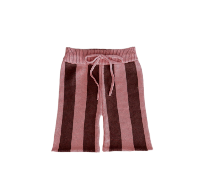 Striped Pants - Natural + Pink Salmon