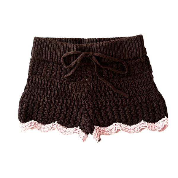 Crochet Shorts - Espresso + Blossom