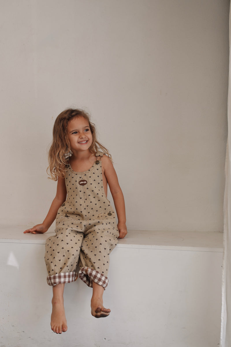 Vintage Denim Overalls - Hearts