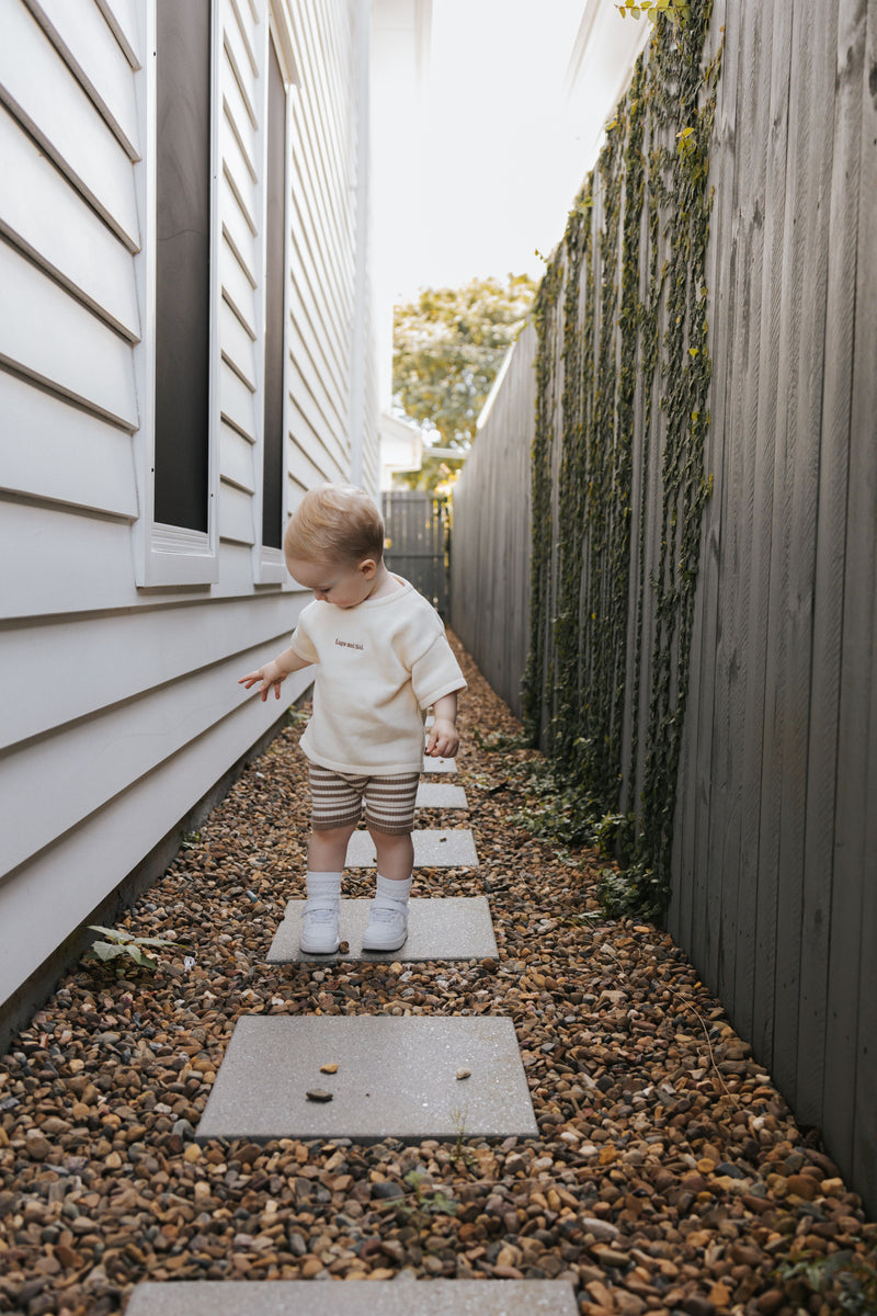 Ribbed Bike Shorts | Almond + Buttercream