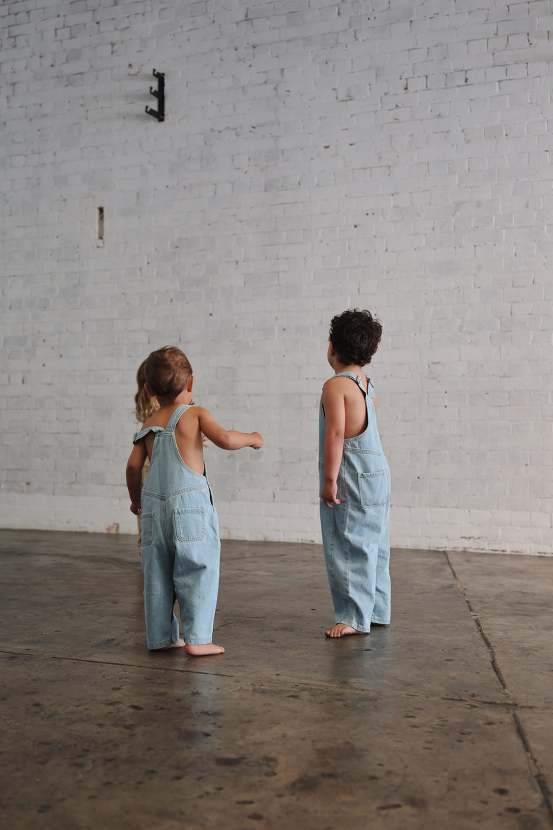 Vintage Denim Overalls - Sky