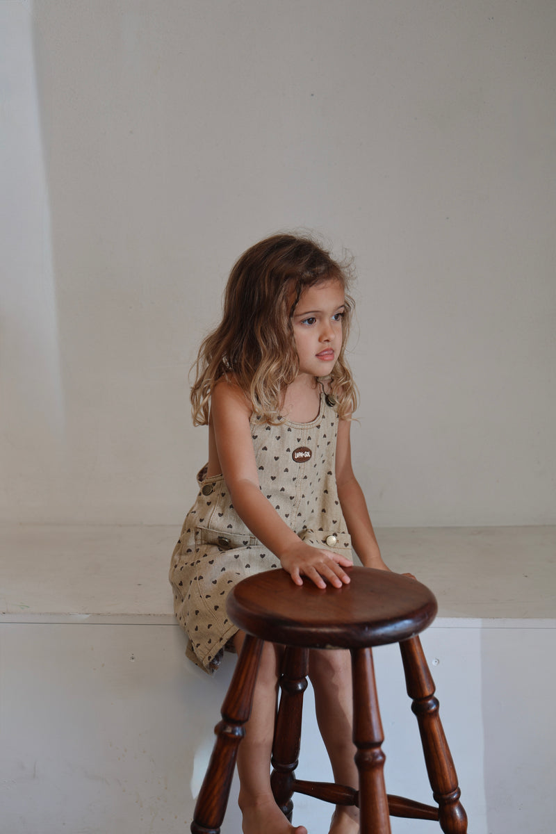 Vintage Denim Overal Dress - Hearts