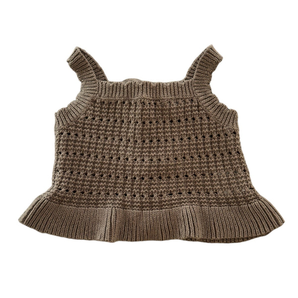 Crochet Tie Up Singlet Top | Pecan