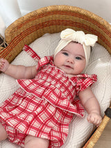 Ruffle Frill Romper- Red Plaid