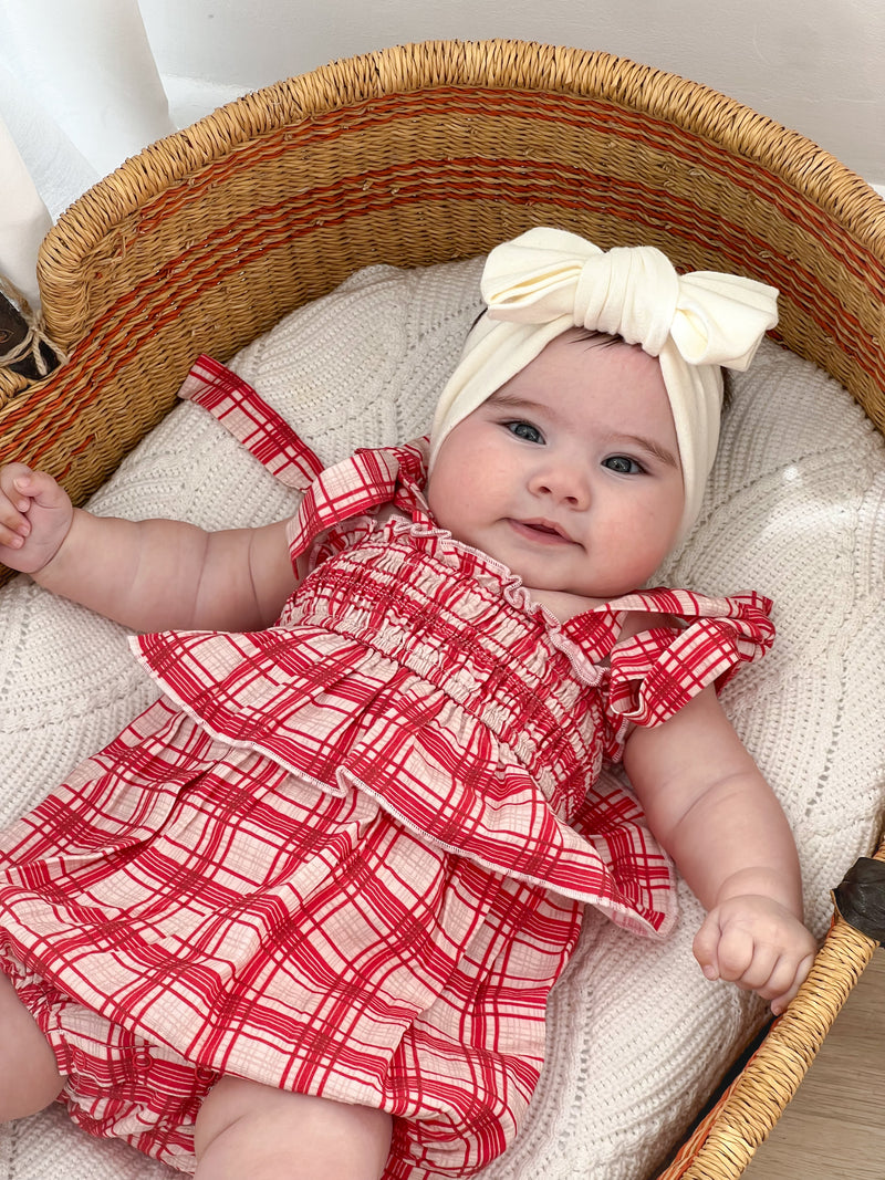 Ruffle Frill Romper- Red Plaid