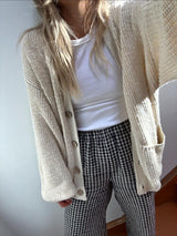 Womens Oversized Slouch Cardigan | Textured Vanilla