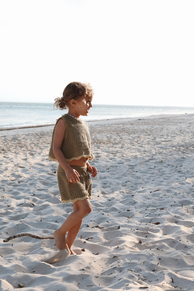 Crochet Shorts - Olive + Butter
