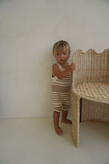 Stripe Romper | Almond + Buttercream