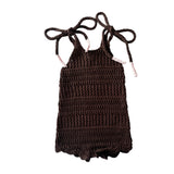 Crochet Tie Romper - Espresso
