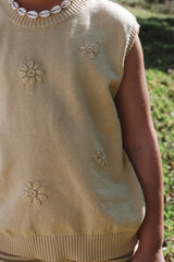 Knitted Flower Vest - Butter