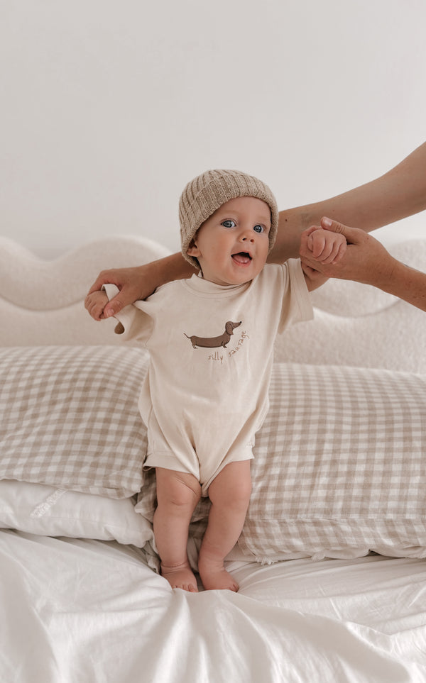 Silly Sausage Romper | Milky Beige