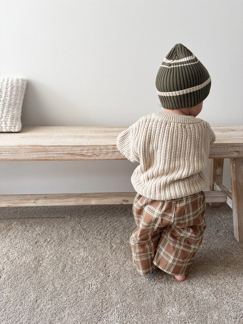 Pixie Beanie - Moss Stripe