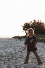 Flower Logo Embroidered Tee | Espresso