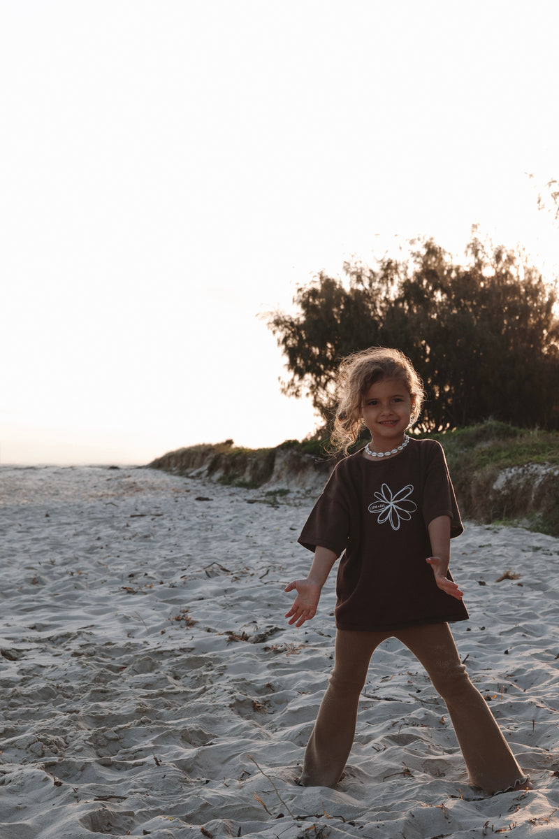 Flower Logo Embroidered Tee | Espresso
