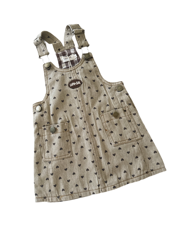 Vintage Denim Overal Dress - Hearts