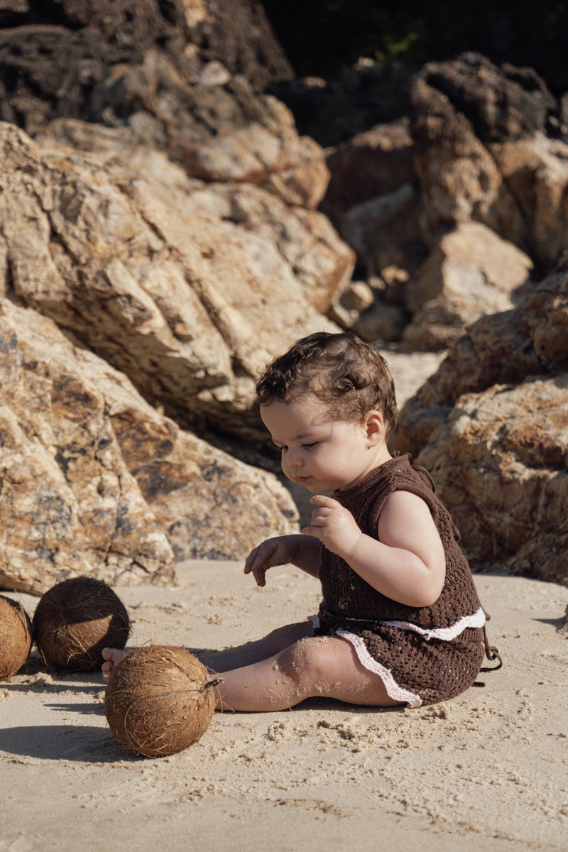Crochet Shorts - Espresso + Blossom