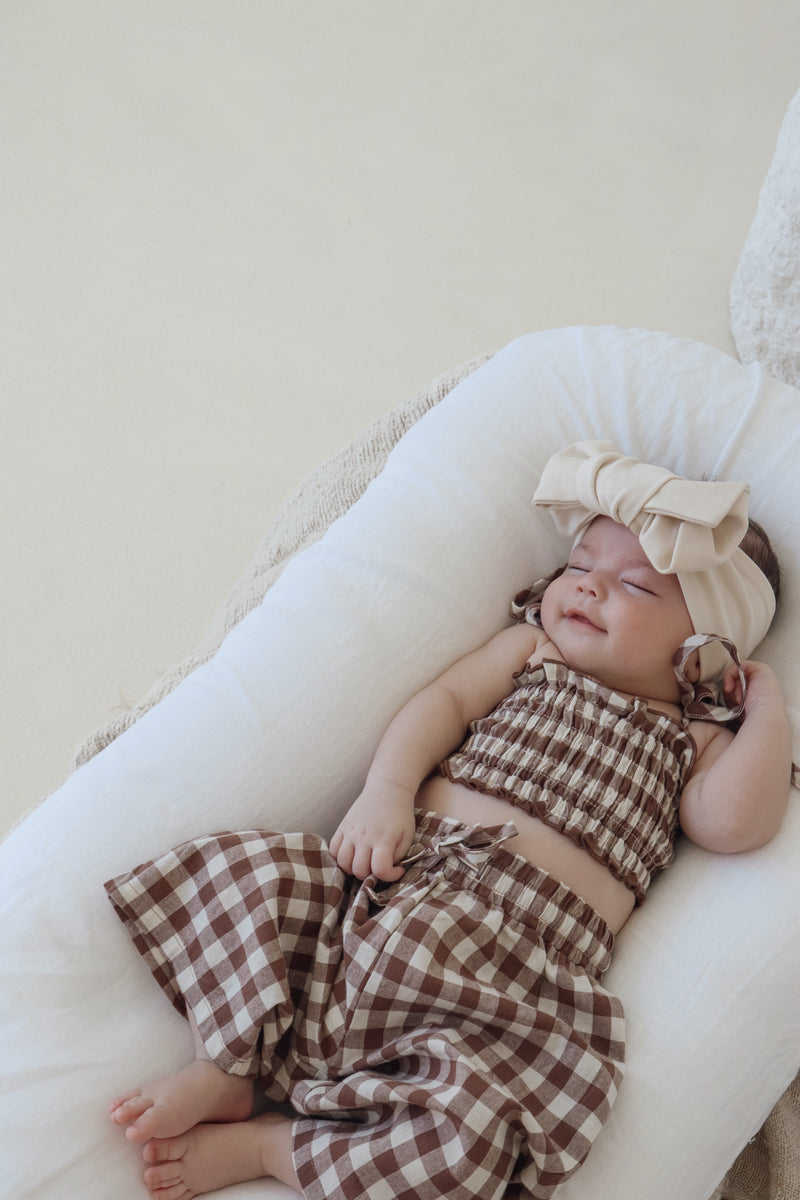 Gingham Ruffle Crop - Chocolate