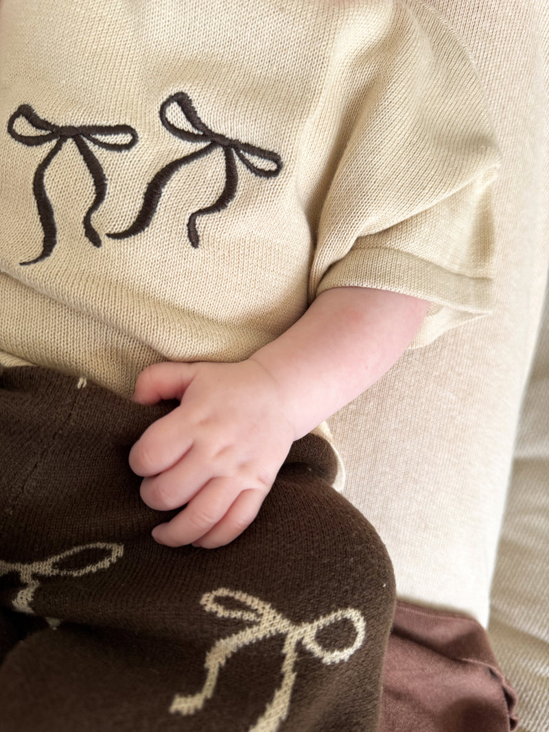 Bow Embroidered Tee | Natural