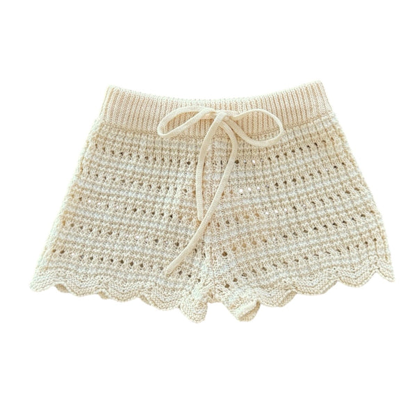 Crochet Shorts | Buttermilk + Coconut stripe