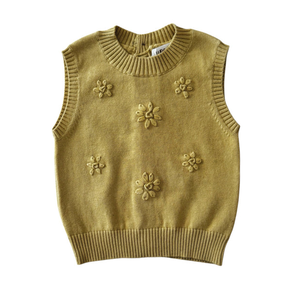 Knitted Flower Vest - Butter