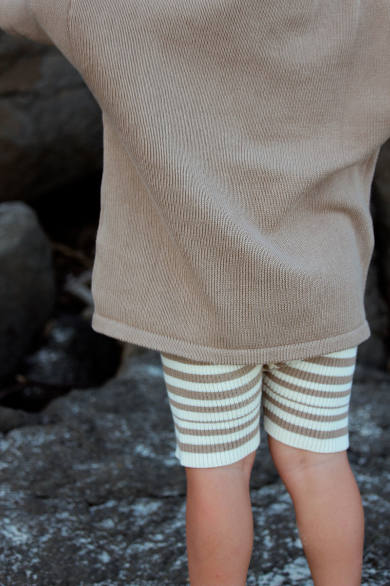 Ribbed Bike Shorts | Almond + Buttercream