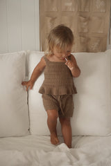 Crochet Tie Up Singlet Top | Pecan