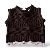 Crochet Tie Up Singlet - Espresso + Blossom
