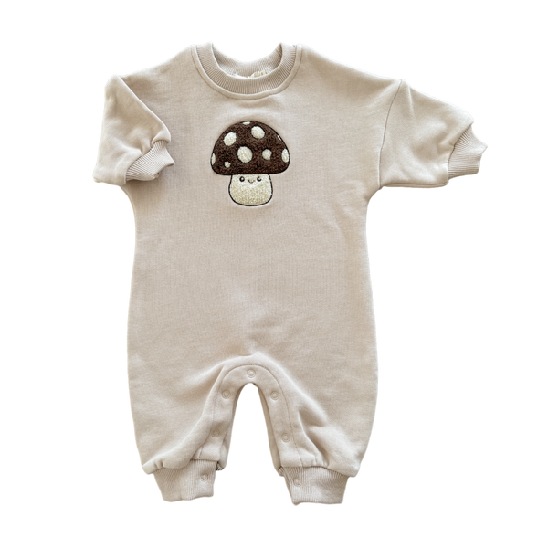 Lupa and Sol French Terry Romper | Mushroom