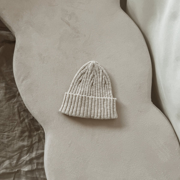 Chunky Ribbed Pixie Beanie | Textured Vanilla