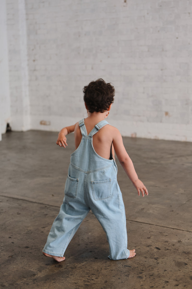 Vintage Denim Overalls - Sky