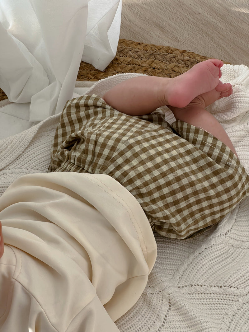 Gingham Shorts- Olive