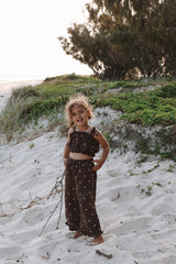 Linen Embroidered Pants - Espresso