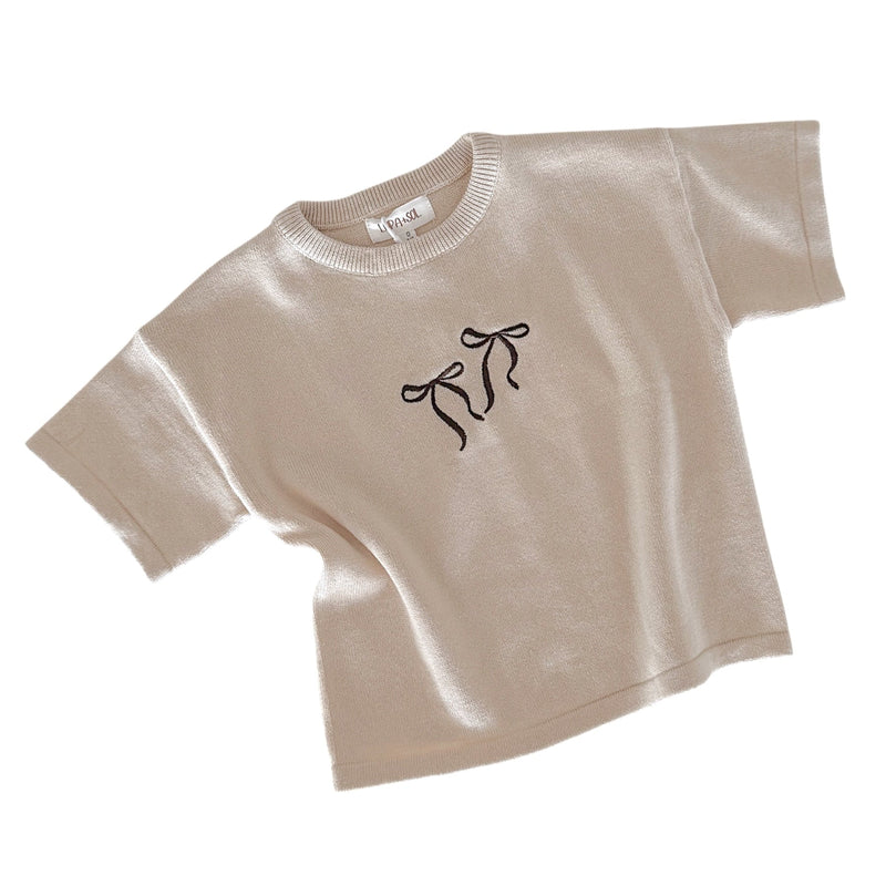 Bow Embroidered Tee | Natural