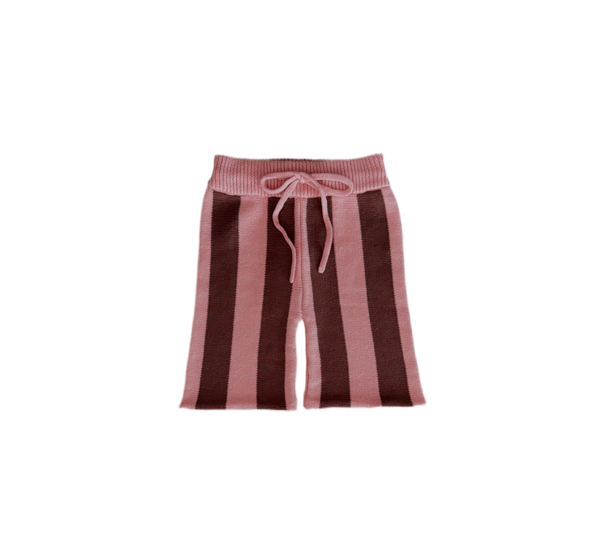 Striped Pants - Natural + Pink Salmon