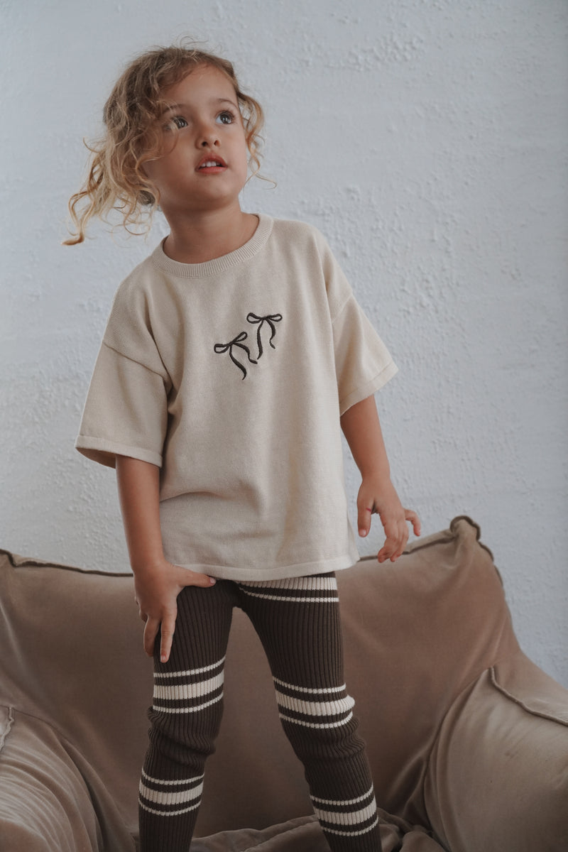 Bow Embroidered Tee | Natural