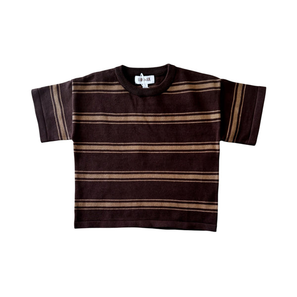 Knitted Stripe Tee - Espresso + Latte