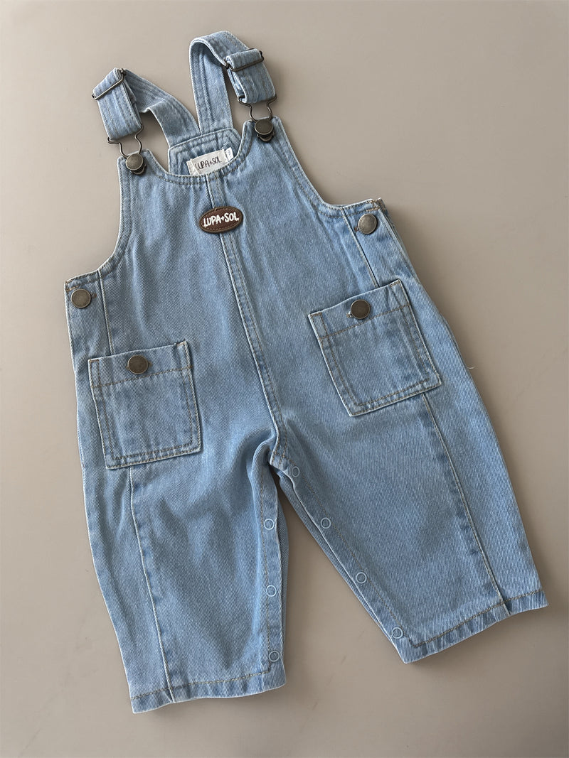 Vintage Denim Overalls - Sky