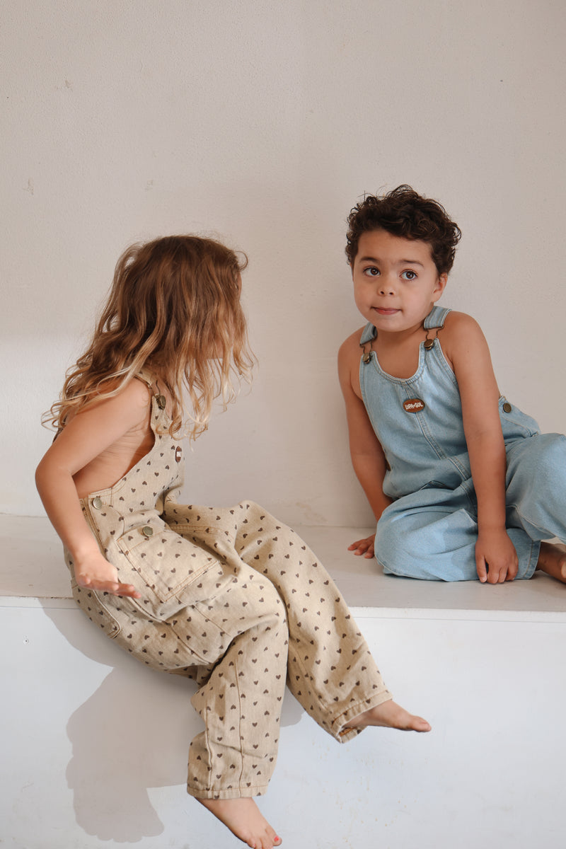 Vintage Denim Overalls - Hearts