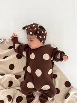 Dot Romper - Mud + Oatmeal