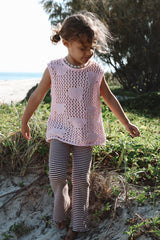 Flared Leggings - Espresso + Blossom Stripe