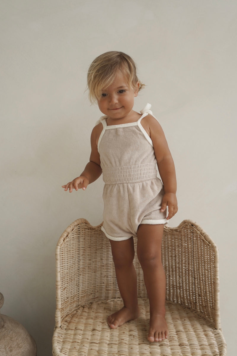 Terry Tie Up Romper | Oat