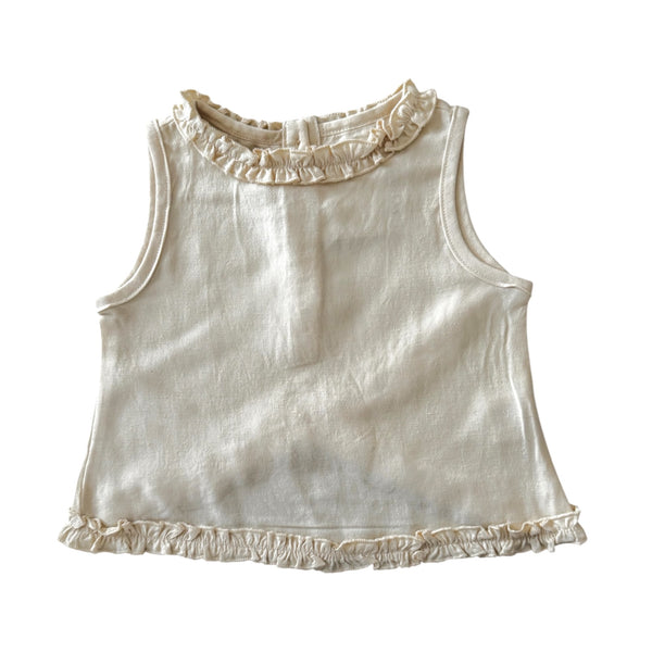 Linen Frill Top - Natural
