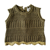Crochet Tie Up Singlet - Olive + Butter