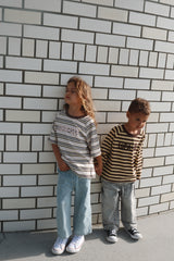 Long Sleeve Stripe Tee- Marigold + Fudge