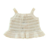 Crochet Tie Up Singlet Top | Buttermilk + Coconut Stripe