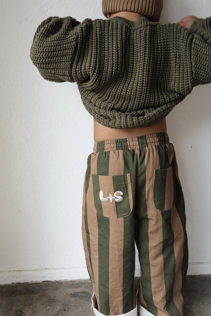 Bobby Canvas Pants - Moss Stripe