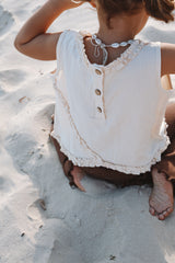 Linen Frill Top - Natural