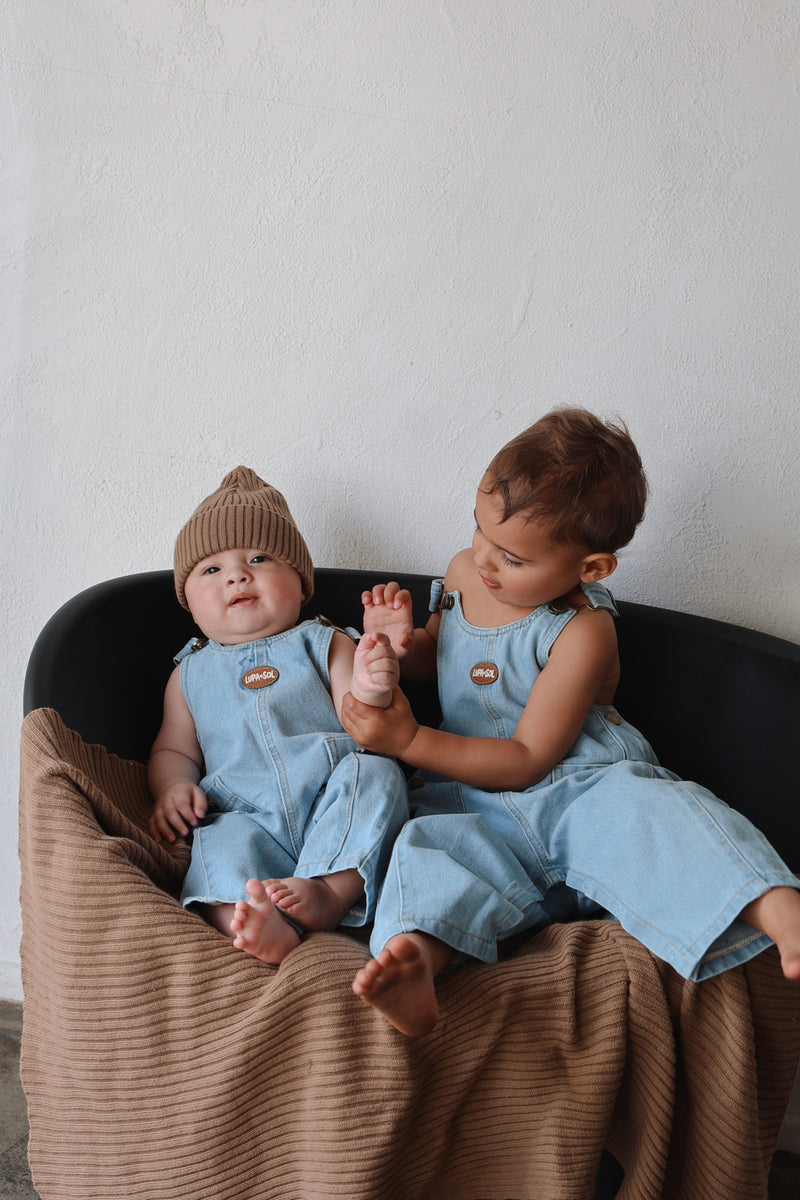 Vintage Denim Overalls - Sky