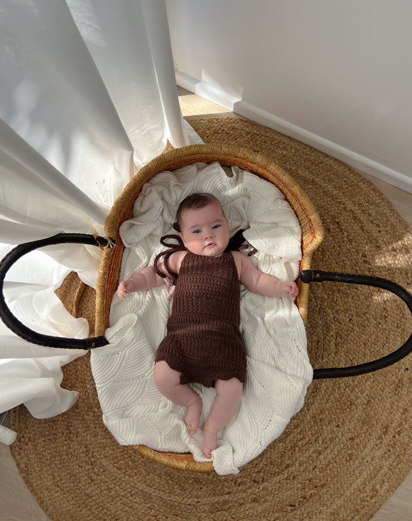 Crochet Tie Romper - Espresso