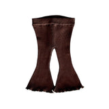 Flared Leggings - Carob with natural lettuce trim